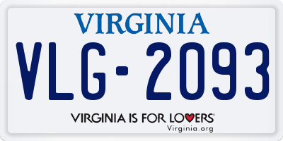 VA license plate VLG2093