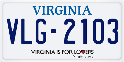 VA license plate VLG2103