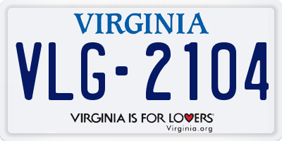 VA license plate VLG2104