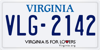 VA license plate VLG2142