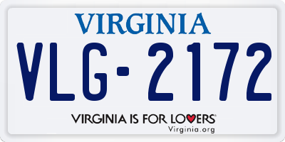 VA license plate VLG2172