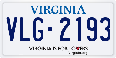 VA license plate VLG2193