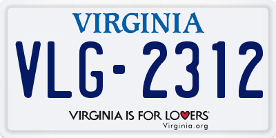 VA license plate VLG2312