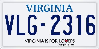 VA license plate VLG2316