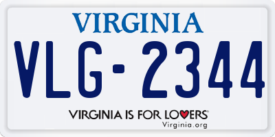 VA license plate VLG2344