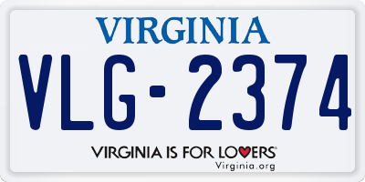 VA license plate VLG2374