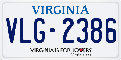 VA license plate VLG2386