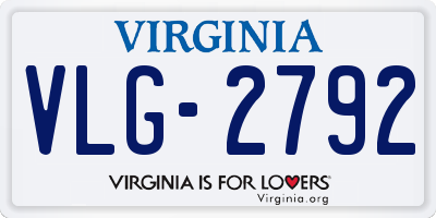 VA license plate VLG2792