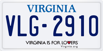 VA license plate VLG2910