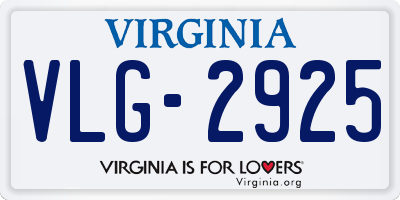 VA license plate VLG2925