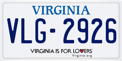 VA license plate VLG2926
