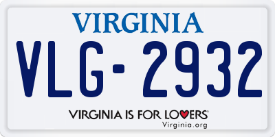 VA license plate VLG2932