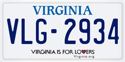 VA license plate VLG2934