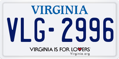 VA license plate VLG2996