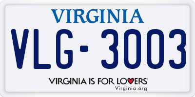 VA license plate VLG3003