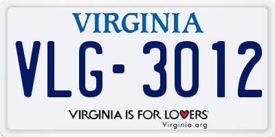 VA license plate VLG3012