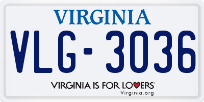 VA license plate VLG3036