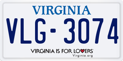 VA license plate VLG3074