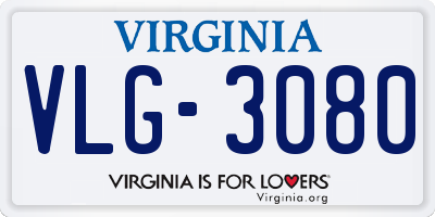 VA license plate VLG3080