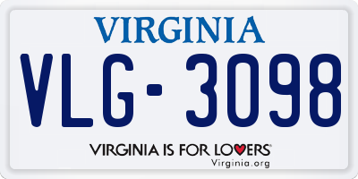 VA license plate VLG3098