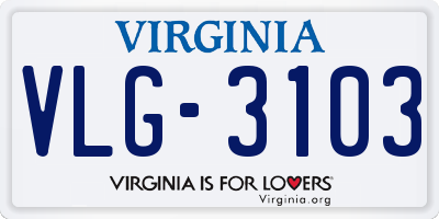 VA license plate VLG3103