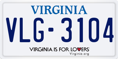VA license plate VLG3104