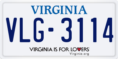 VA license plate VLG3114