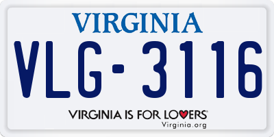 VA license plate VLG3116