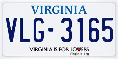 VA license plate VLG3165