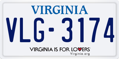 VA license plate VLG3174