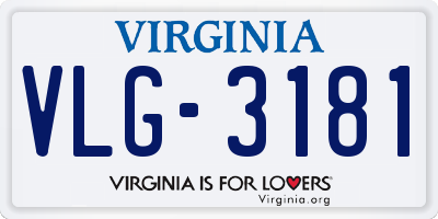 VA license plate VLG3181