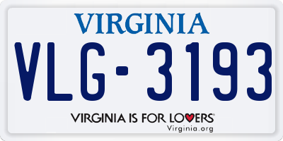 VA license plate VLG3193