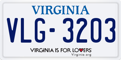 VA license plate VLG3203