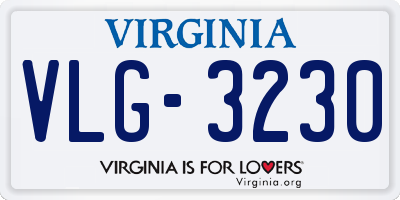 VA license plate VLG3230