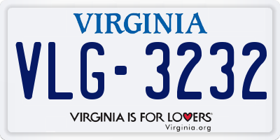 VA license plate VLG3232