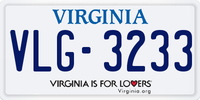 VA license plate VLG3233