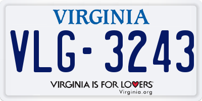 VA license plate VLG3243