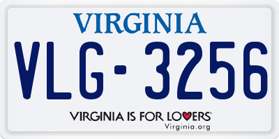 VA license plate VLG3256
