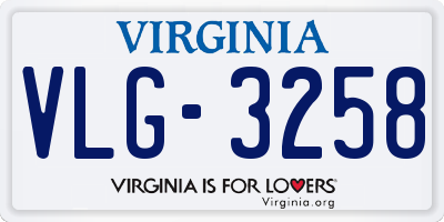 VA license plate VLG3258