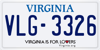VA license plate VLG3326