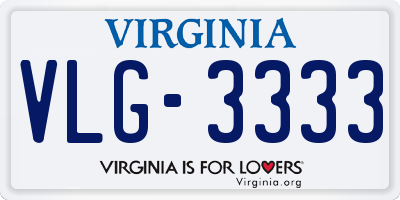 VA license plate VLG3333