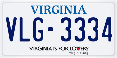 VA license plate VLG3334