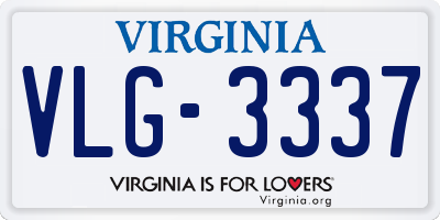 VA license plate VLG3337