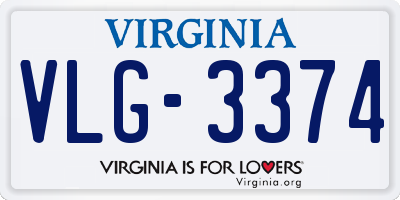VA license plate VLG3374