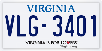 VA license plate VLG3401