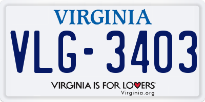 VA license plate VLG3403