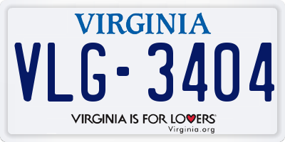 VA license plate VLG3404