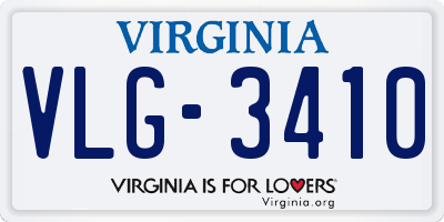 VA license plate VLG3410