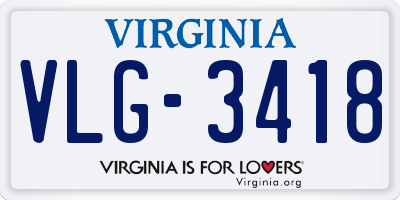 VA license plate VLG3418