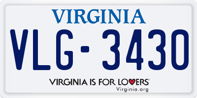 VA license plate VLG3430